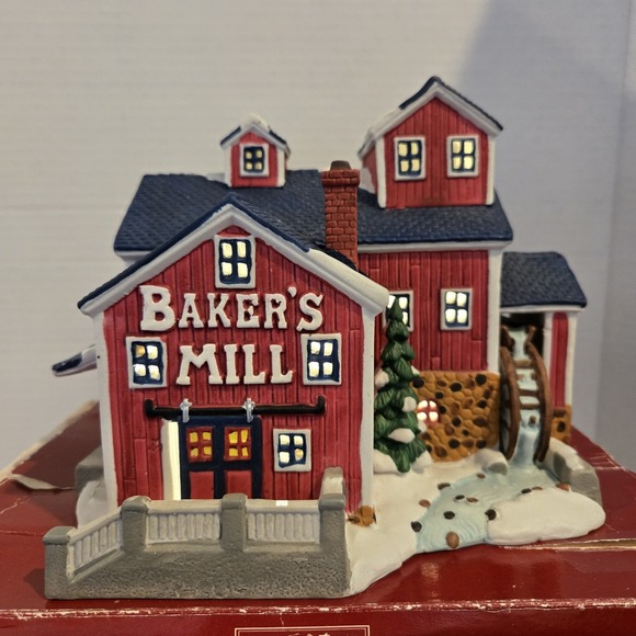 Lemax 1997 Baker's Mill Harvest Crossing 75240 Water Wheel Rare W Orig. Box - Picture 2 of 12